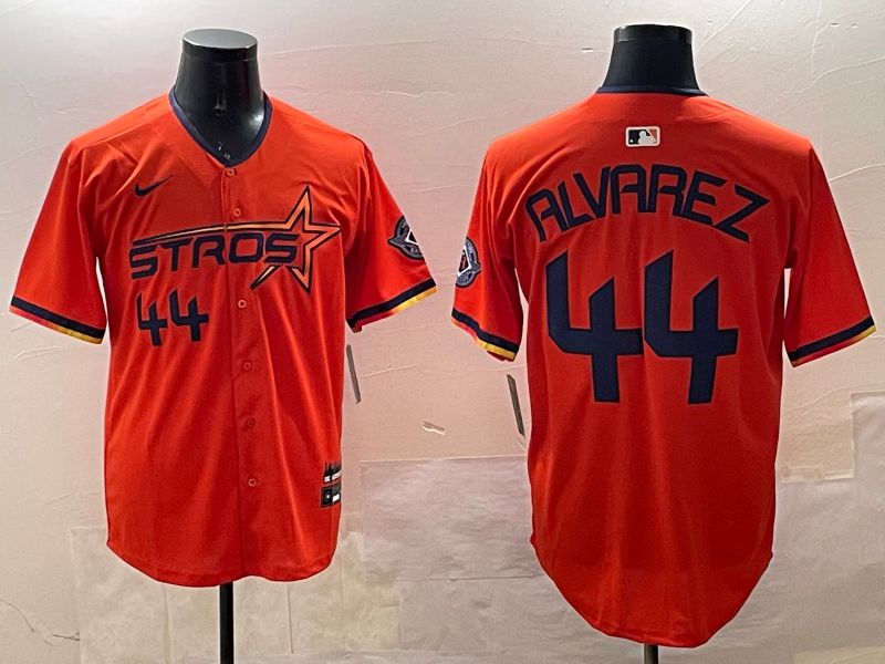 Men Houston Astros #44 Alvarez Orange Three generations Joint Name 2025 Nike MLB Jersey style 9->houston astros->MLB Jersey